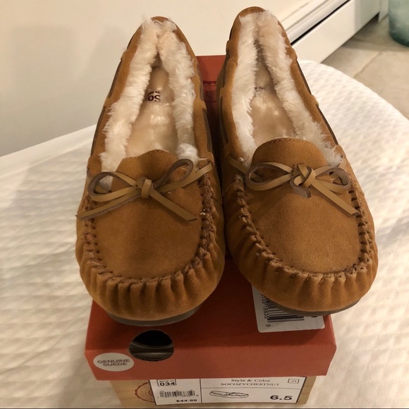 SO Shoes - NEW CHESTNUT MOCCASINS WITH FUR
